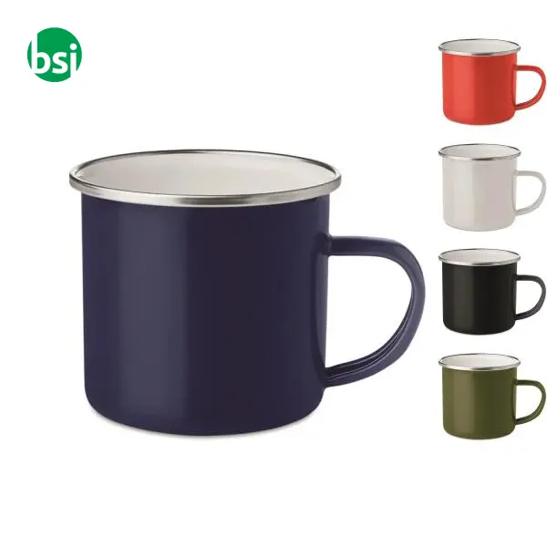 Metal mug with enamel layer - 350ml - PLATEADO -  1