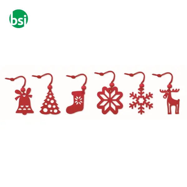 Set of 6 felt tree hangers - ROUGE -  11