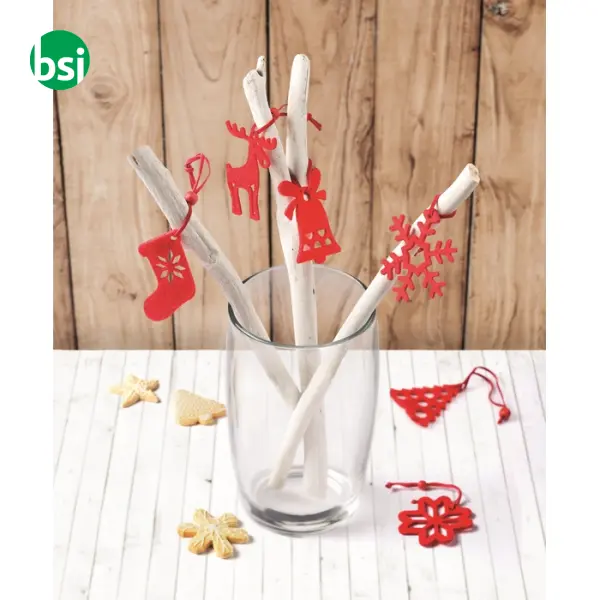 Set of 6 felt tree hangers - ROUGE -  4