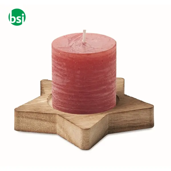 Candle on star wooden base - LOTUS -  23
