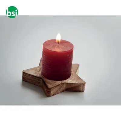 Candle on star wooden base - LOTUS - Immagine 6