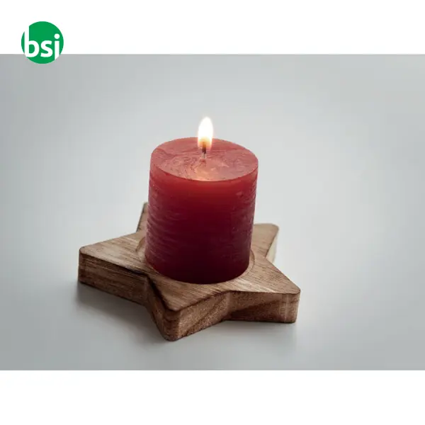 Candle on star wooden base - LOTUS -  6