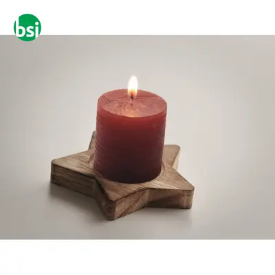 Candle on star wooden base - LOTUS - Immagine 4