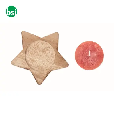 Candle on star wooden base - LOTUS - Immagine 5