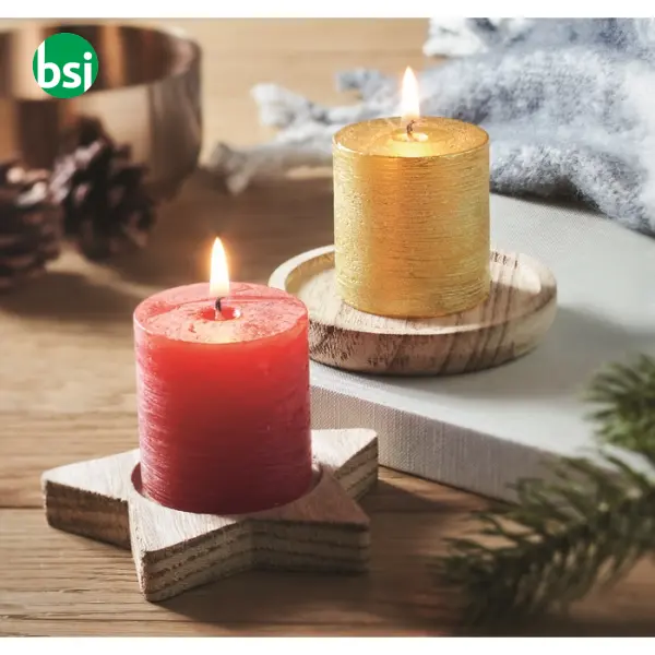 Candle on star wooden base - LOTUS -  2