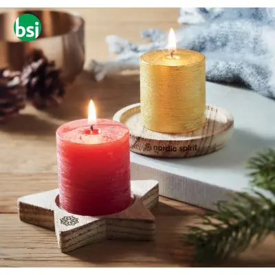 Candle on star wooden base - LOTUS - Immagine 3
