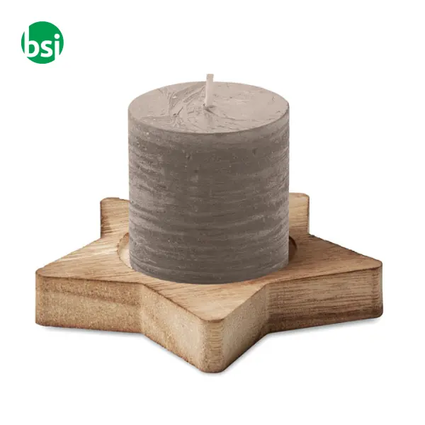 Candle on star wooden base - LOTUS -  25