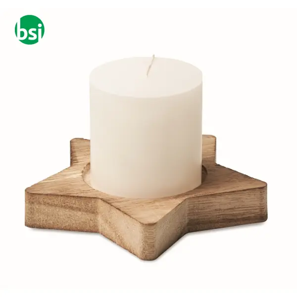 Candle on star wooden base - LOTUS -  22