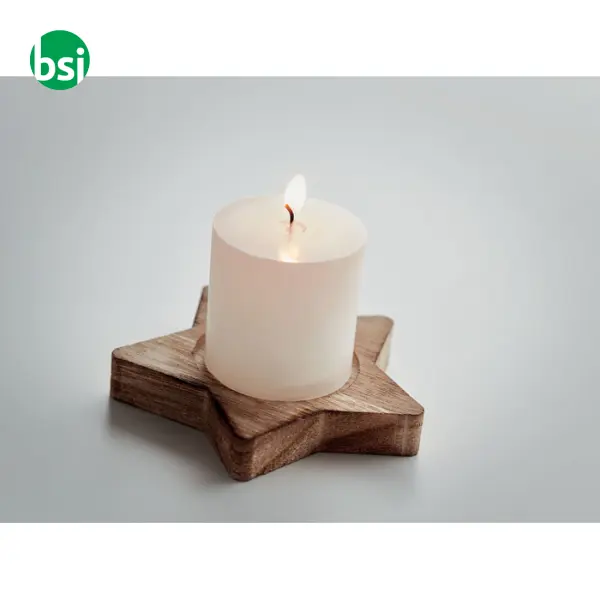 Candle on star wooden base - LOTUS -  18