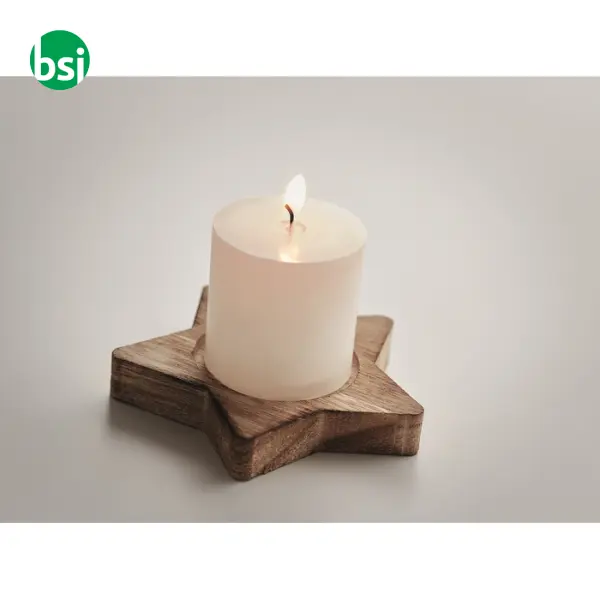 Candle on star wooden base - LOTUS -  13
