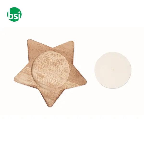 Candle on star wooden base - LOTUS -  15