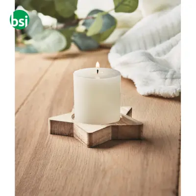 Candle on star wooden base - LOTUS - Immagine 10
