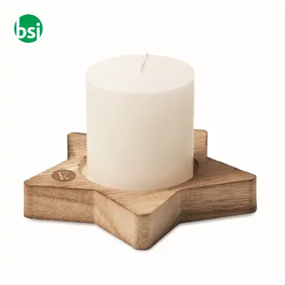 Candle on star wooden base - LOTUS - Immagine 12