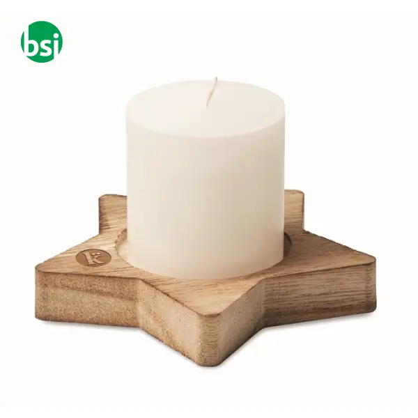 Candle on star wooden base - LOTUS -  12