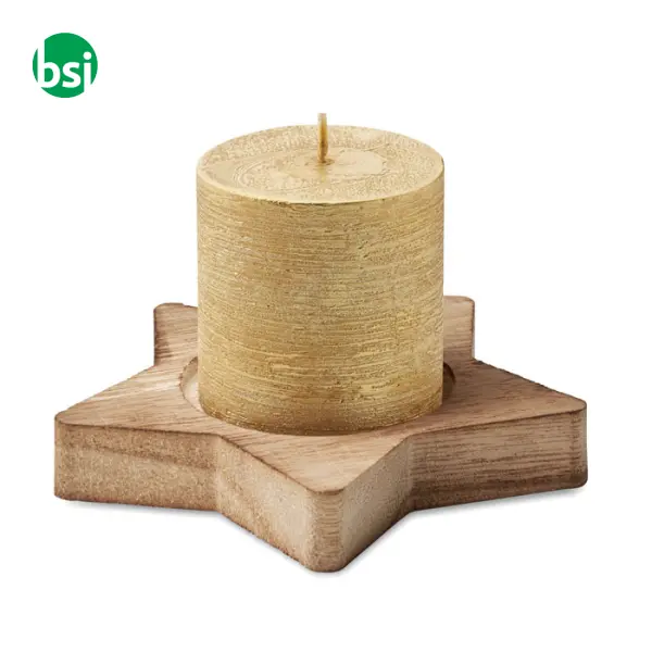 Candle on star wooden base - LOTUS -  24