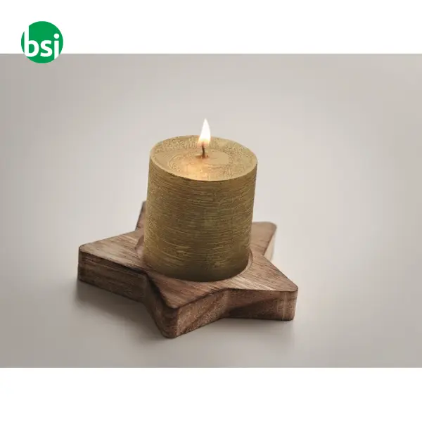 Candle on star wooden base - LOTUS -  21