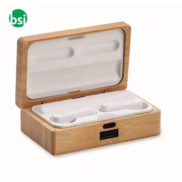 TWS earbuds in bamboo case - OREBAM -  1