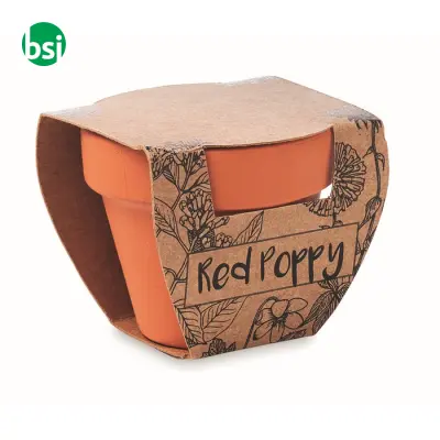 Terracotta pot 'poppy' - RED POPPY - Immagine 2