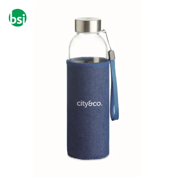 Glass bottle in pouch - 500 ml - UTAH DENIM -  4