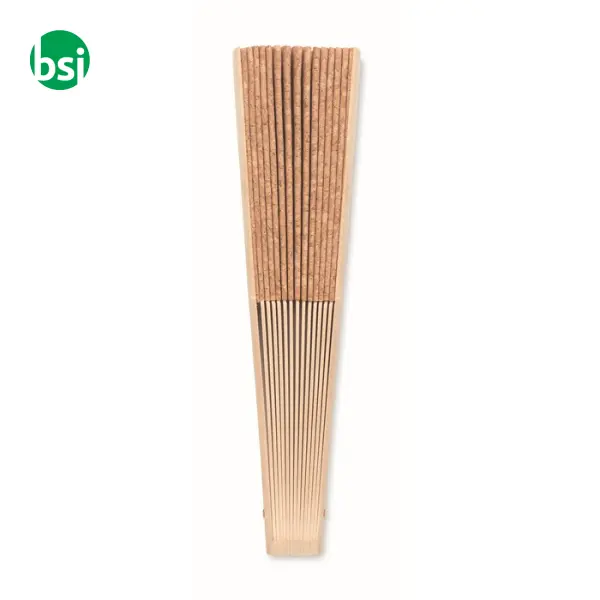 Wood hand fan with cork fabric  - FANNY CORK -  4