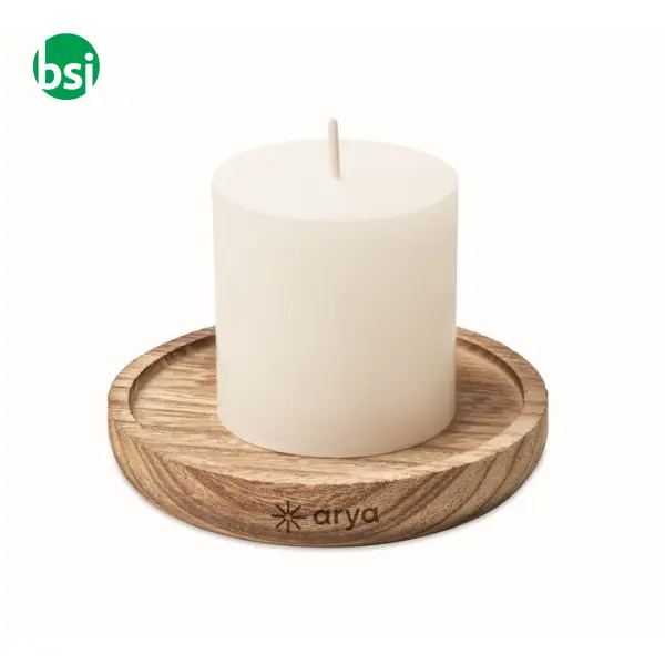 Candle on round wooden base - PENTAS -  8
