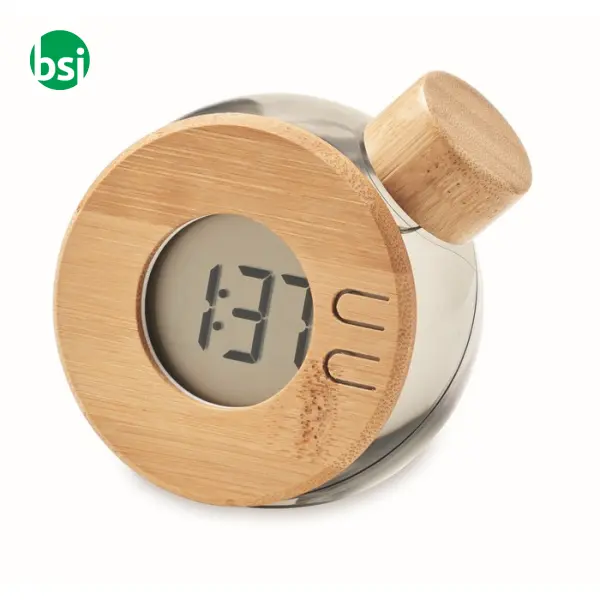 Water powered bamboo LCD clock - DROPPY LUX -  1