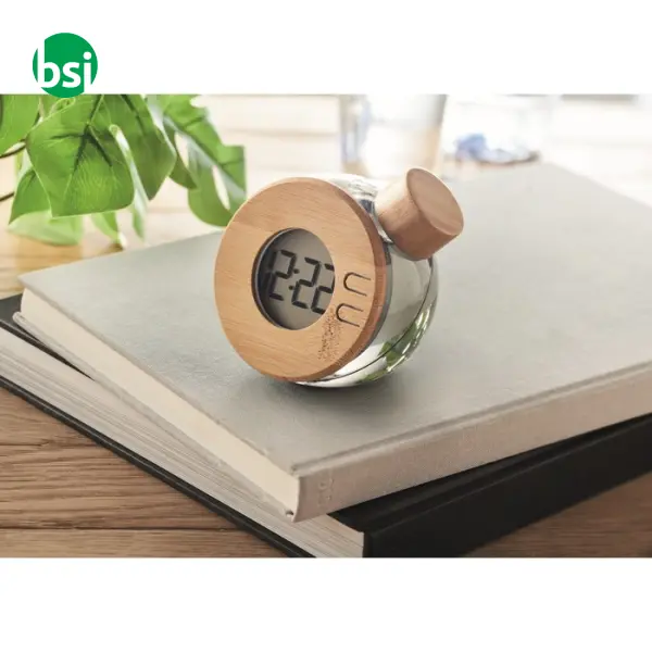 Water powered bamboo LCD clock - DROPPY LUX -  2