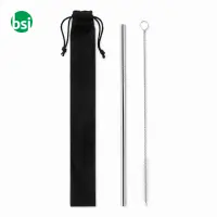 SS straw and brush in pouch - COLD STRAW