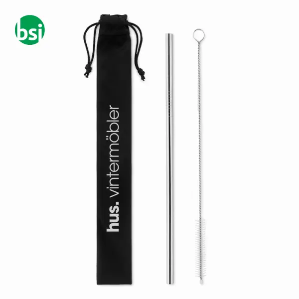 SS straw and brush in pouch - COLD STRAW -  2