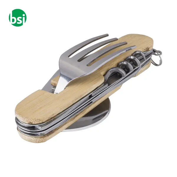 Bamboo multifunctional cutlery set Ainsley -  1