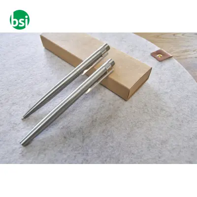 Recycled stainless steel writing set Fritz - Immagine 9