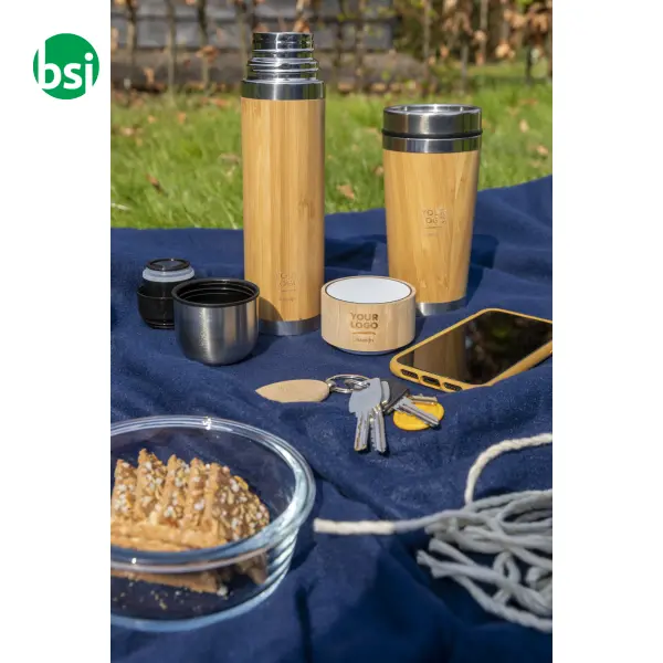 Bamboo and stainless steel double walled bottle -  4