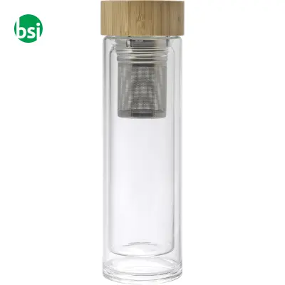 Bamboo and glass double walled bottle Vicente - Immagine 3