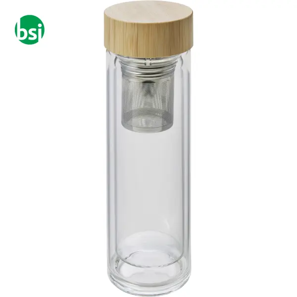 Bamboo and glass double walled bottle Vicente -  1