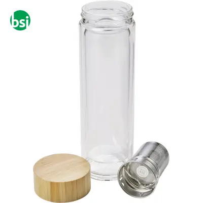 Bamboo and glass double walled bottle Vicente - Immagine 2