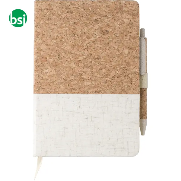 Cork and linen notebook and wheatstraw ballpen -  1
