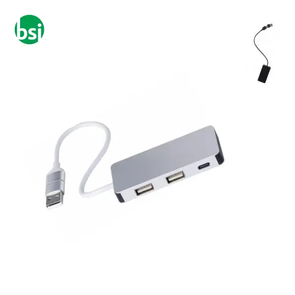 Recycled aluminium USB Hub Layton -  1