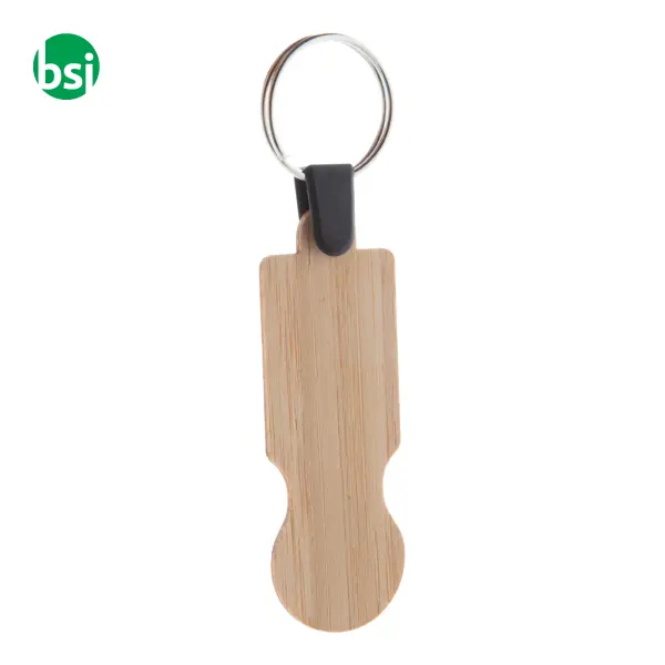 Bamboo trolley coin keyring BOOCART EU -  1