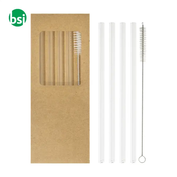 Glass straw set with printing BOROSIP -  1