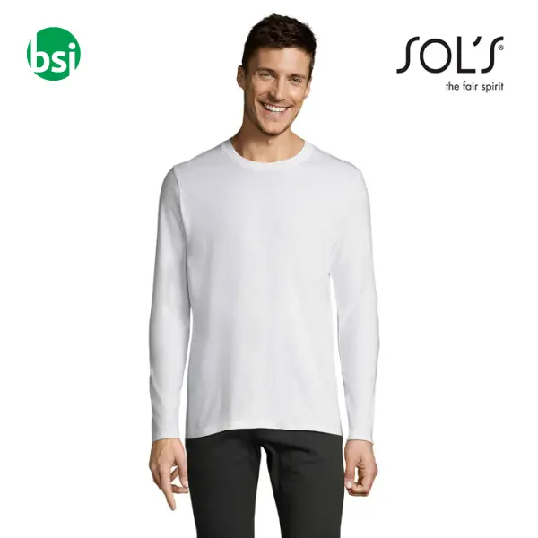 Customized men's white T-shirt IMPERIAL LSL Sol's -  1