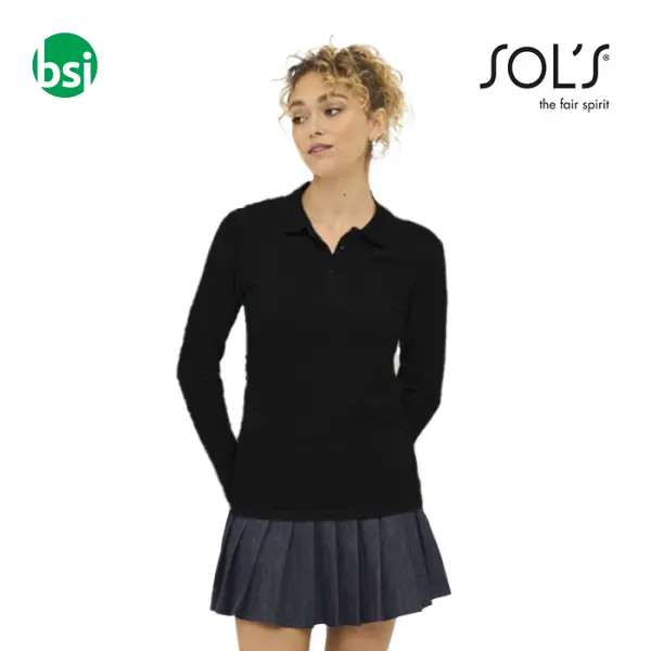Personalized women's polo PERFECT LSL Sol's -  1