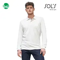 Customizable men's white polo PERFECT LSL Sol's