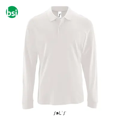Customizable men's white polo PERFECT LSL Sol's - Immagine 2