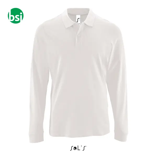 Customizable men's white polo PERFECT LSL Sol's -  2