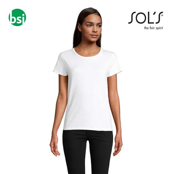 Printed logo women's white T-shirt CRUSADER Sol's -  1