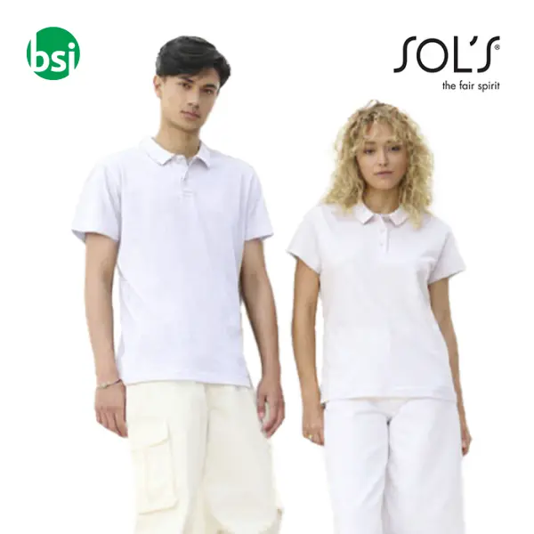 Customized unisex white polo PULSE Sol's -  1