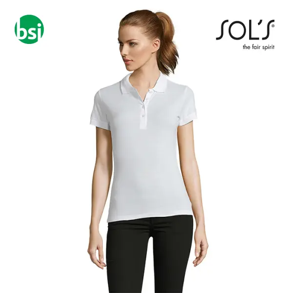 Printed logo women's white polo PASSION Sol's -  1