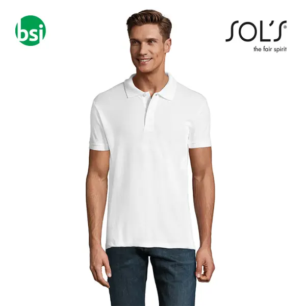 Customizable men's white polo PERFECT Sol's -  1