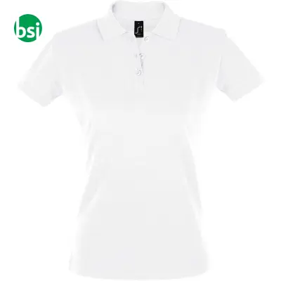 Printed logo women's white polo PERFECT Sol's - Immagine 2