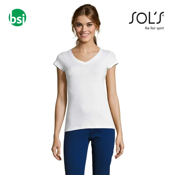 Printed logo women's white T-shirt MOON Sol's -  1